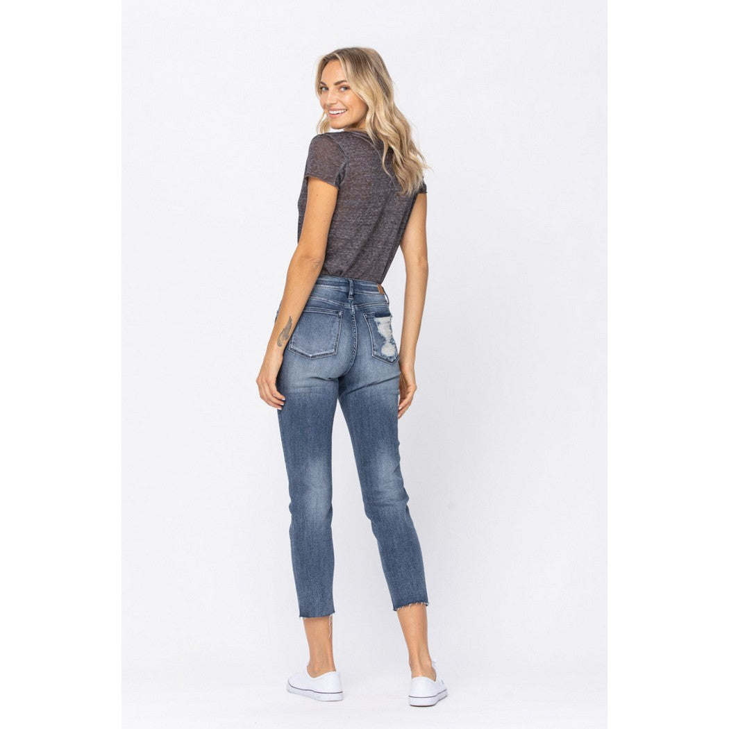 Raw Hem High Waist Relaxed Slim 88191REG