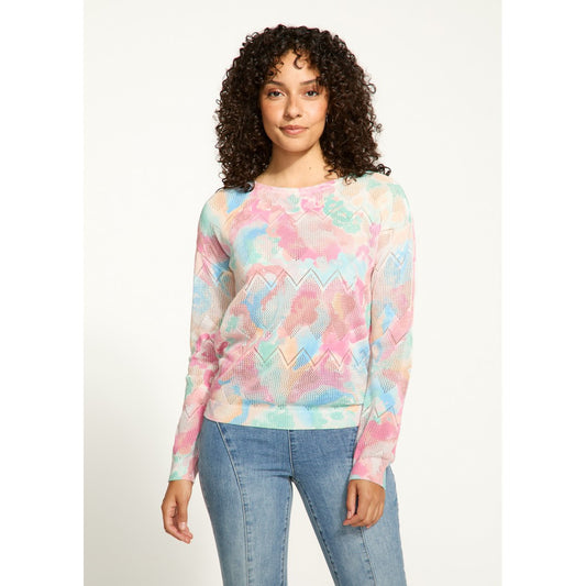 Lightweight Printed Pointelle Sweater 1337624