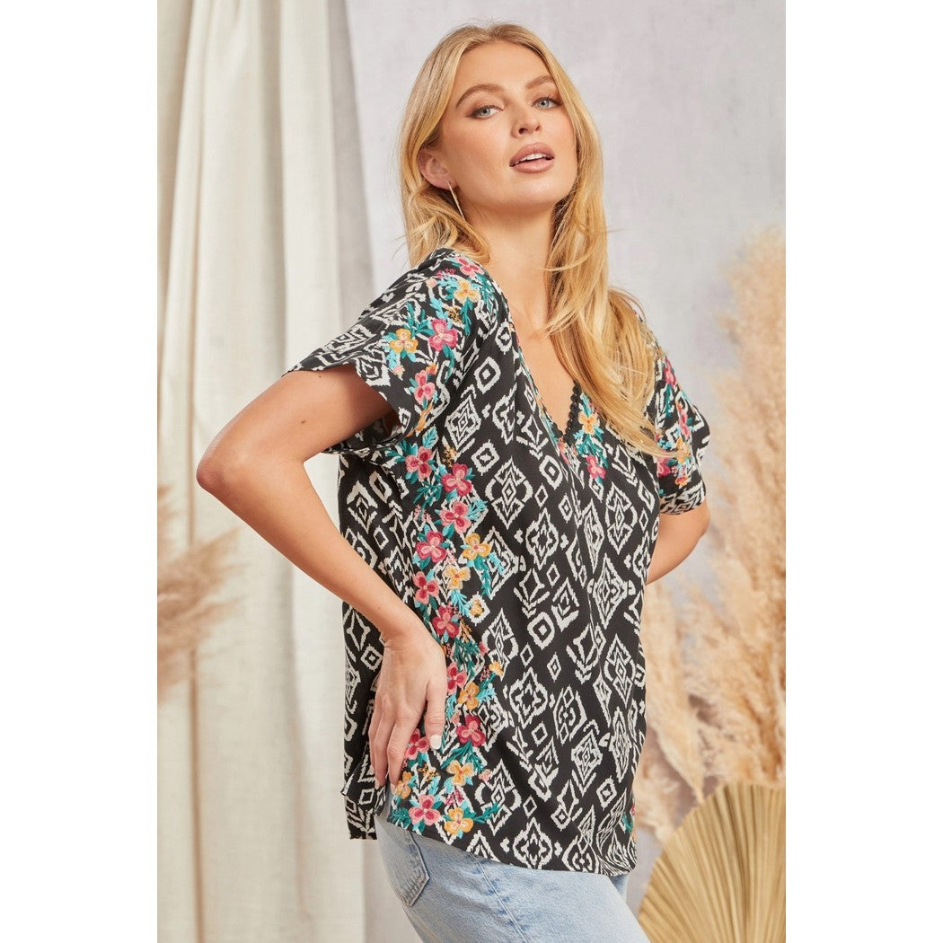 Floral Embroidered Top 18253-4