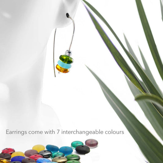 AB25 - Earrings come with 7 interchangeable colours.