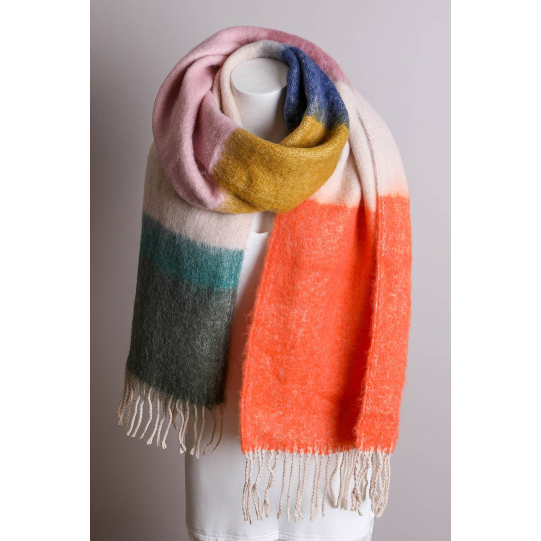 Color Block Faux Mohair Scarf