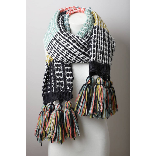 Cozy Colorblock Contrast Knit Oversized Scarf