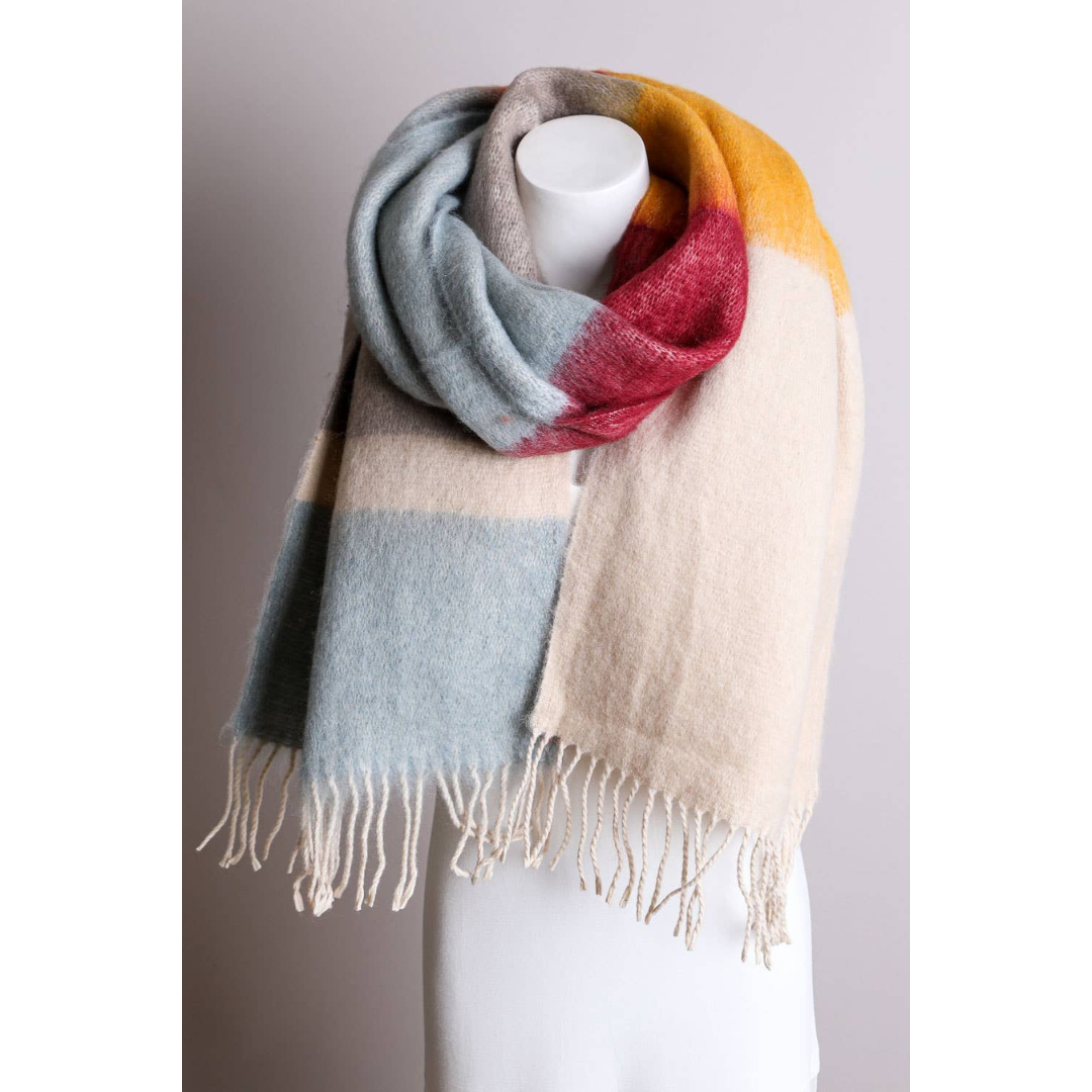 Color Block Faux Mohair Scarf