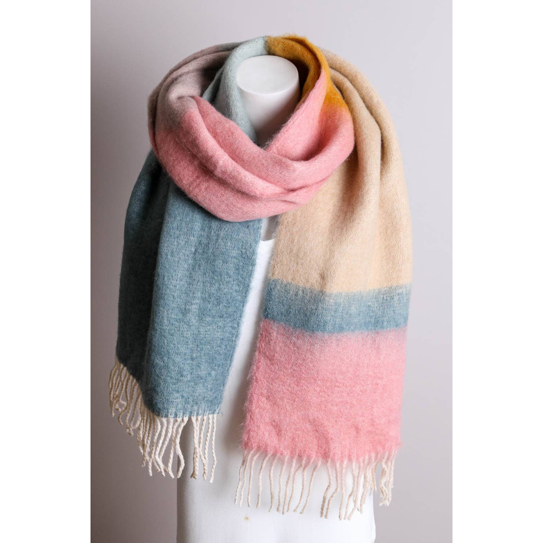 Color Block Faux Mohair Scarf