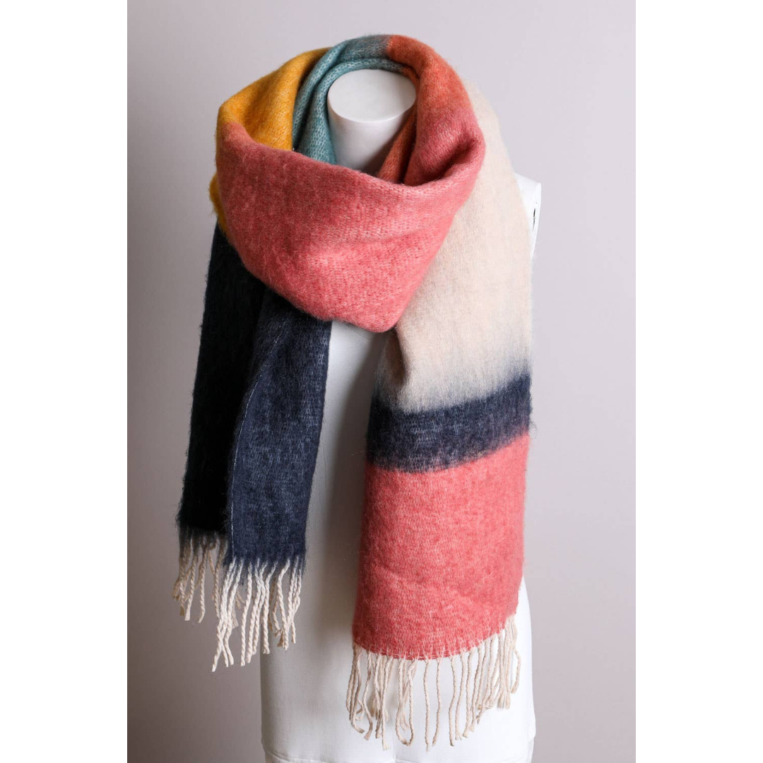 Color Block Faux Mohair Scarf