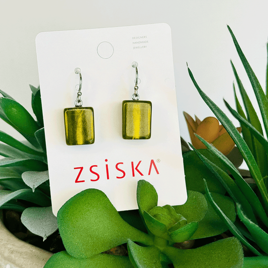Zsiska Colourful Cubist Earrings Short Green