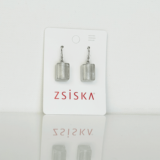 Zsiska Colourful Cubist Earrings Short Silver