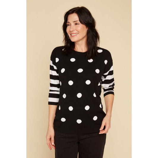 Polka Dot and Stripe Contrast Sweater R6926