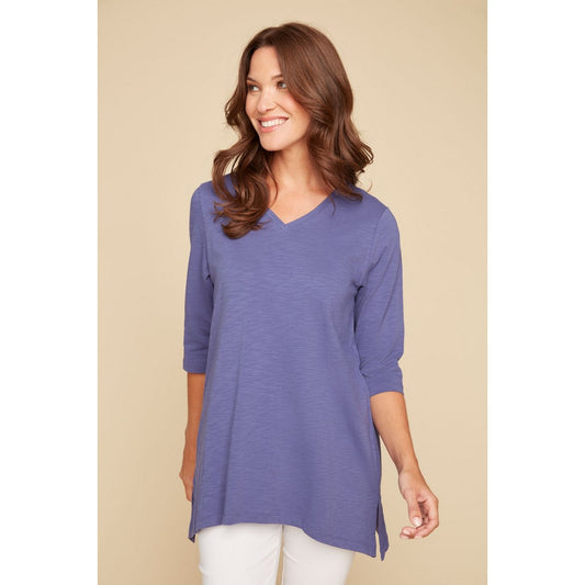 3/4 Sleeve Cotton Basic Tunic Top R7782