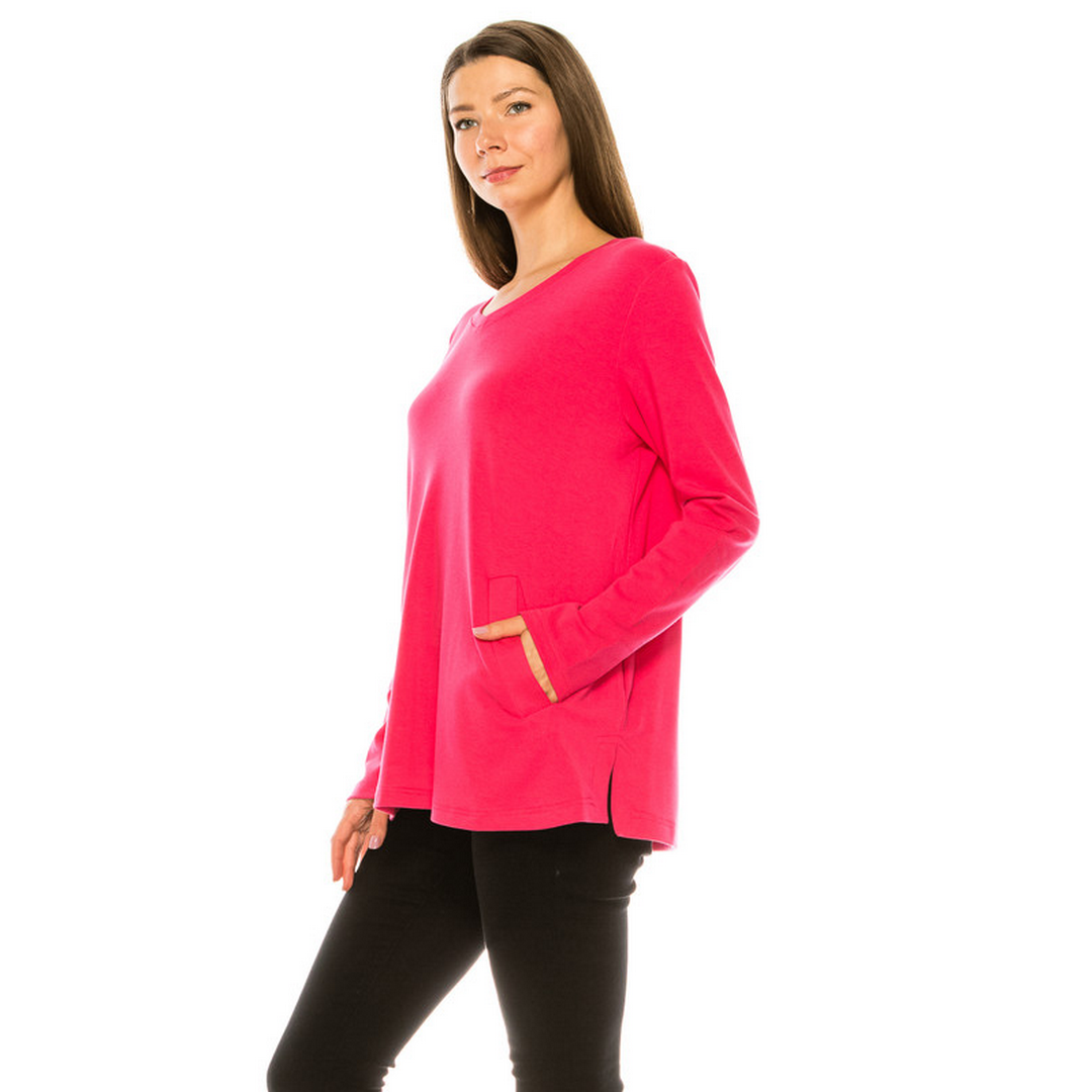 Buttery Soft Pocket V-Neck Tunic H2183