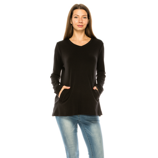 Buttery Soft Pocket V-Neck Tunic H2183