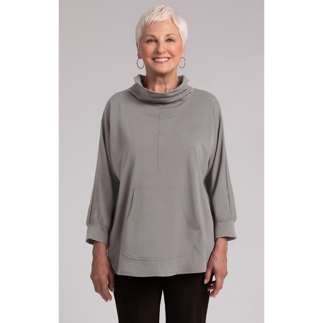 Funnel Neck Pullover W/ Kangaroo Pkt, Fleece Back Top FB22329-5